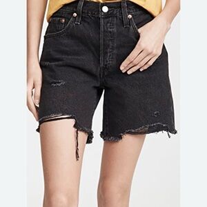 Levi's Distress 501 Long Jean Shorts